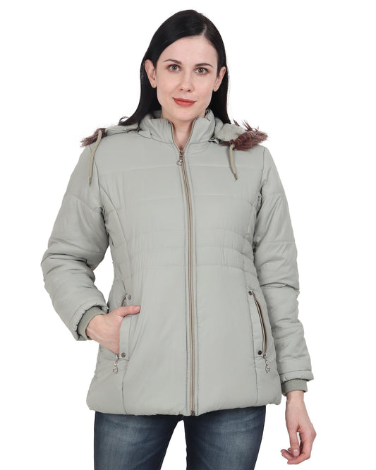 Xohy Women's Pista Winter Wear Full Sleeve Solid Puffer Jacket